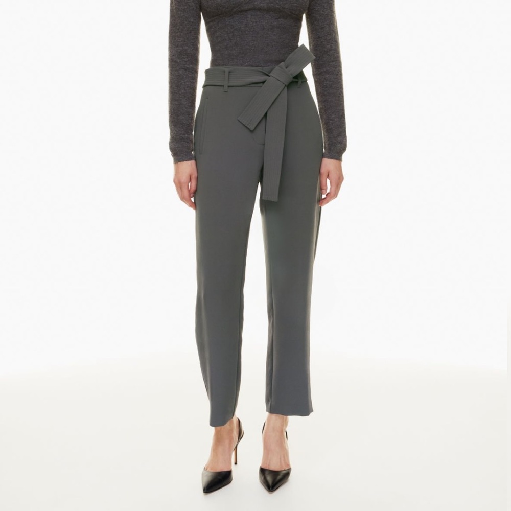 Aritzia Wilfred Paperbag Tie Waist Grey Trousers